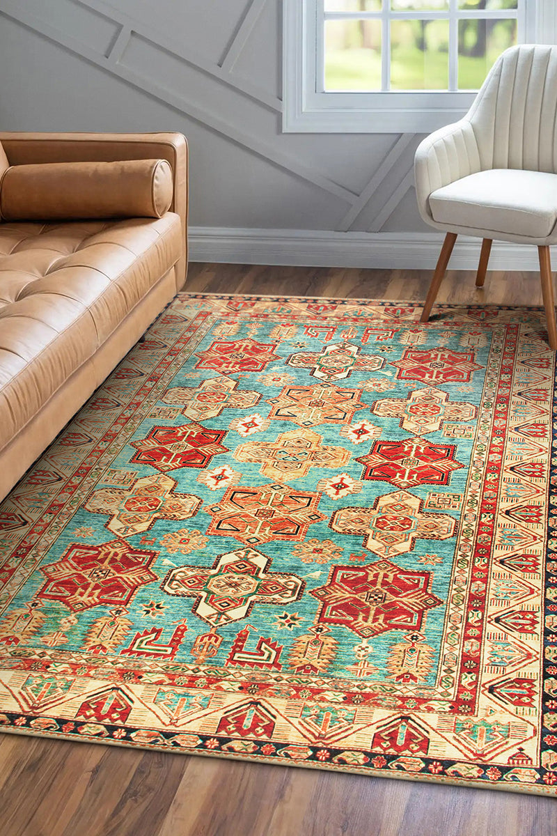 Ottoman Turquoise Washable Rug