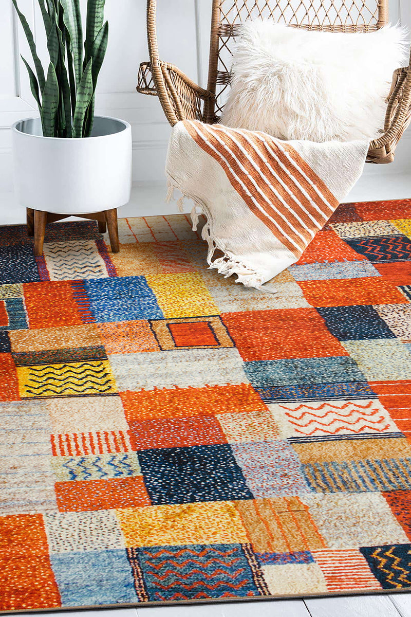 Patchwork Multicolor Washable Rug