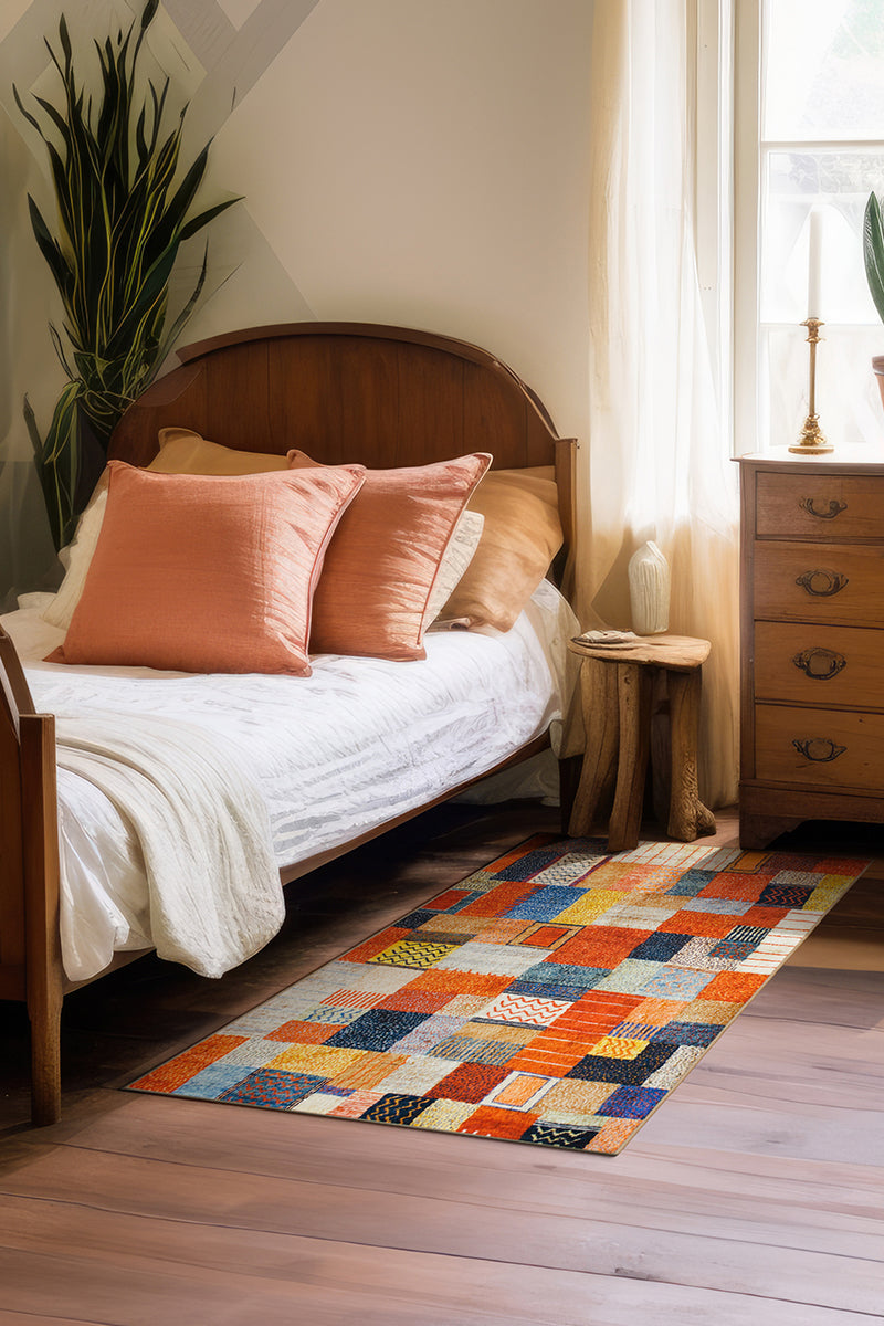 Patchwork Multicolor Washable Rug – My Magic Carpet | Washable Rugs
