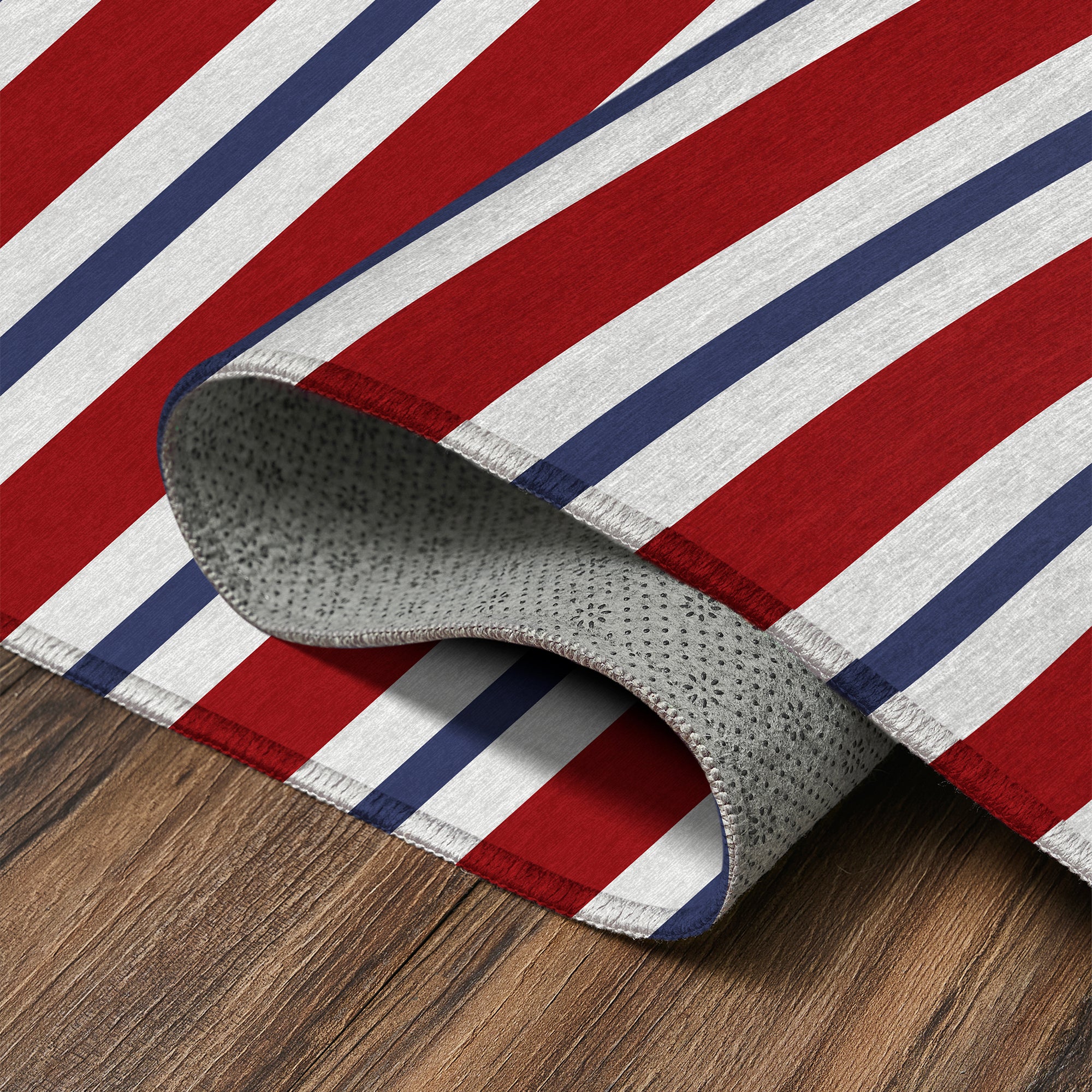 Patriotic Stripes Machine Washable Rug