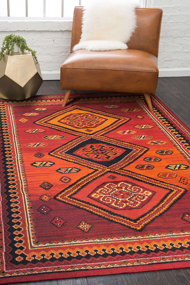 Phoenix Kilim Garnet Washable Rug – My Magic Carpet | Washable Rugs