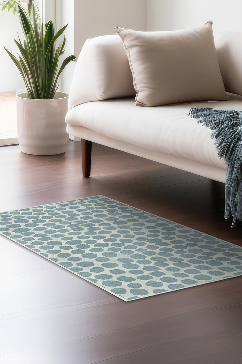 Puff Dotty Lake Blue Washable Rug