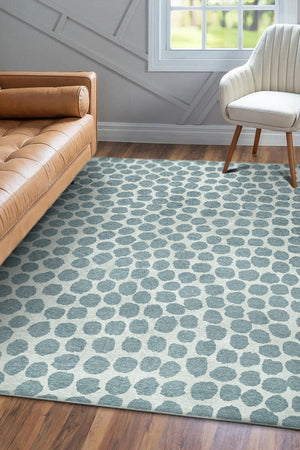 Puff Dotty Lake Blue Washable Rug