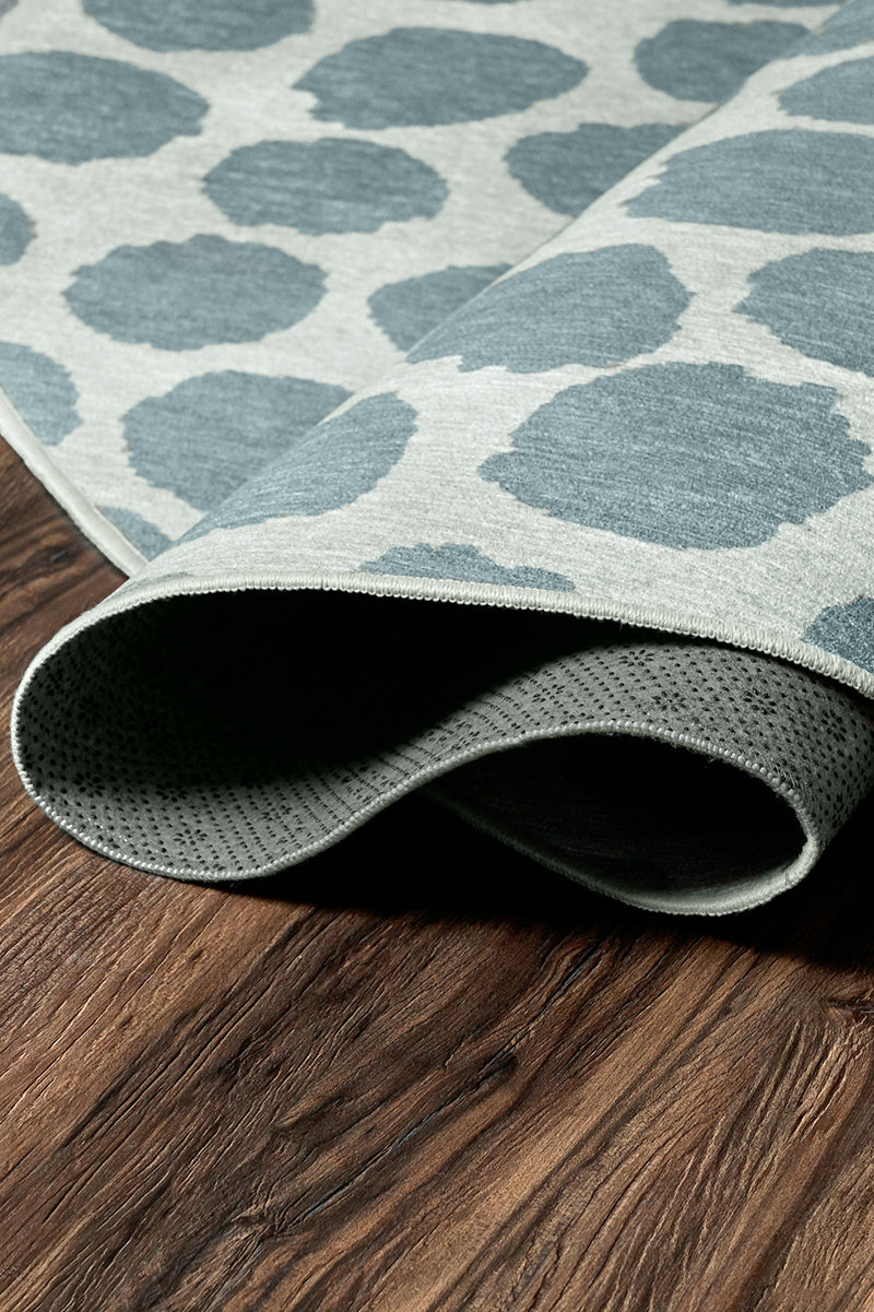 Puff Dotty Lake Blue Washable Rug