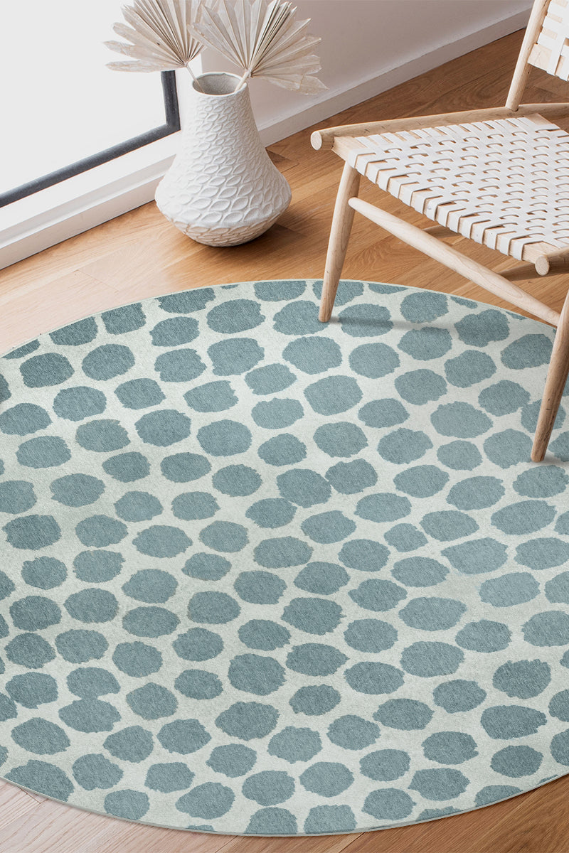 Puff Dotty Lake Blue Washable Rug