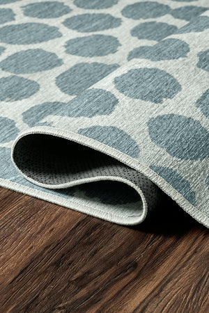 Puff Dotty Lake Blue Washable Rug