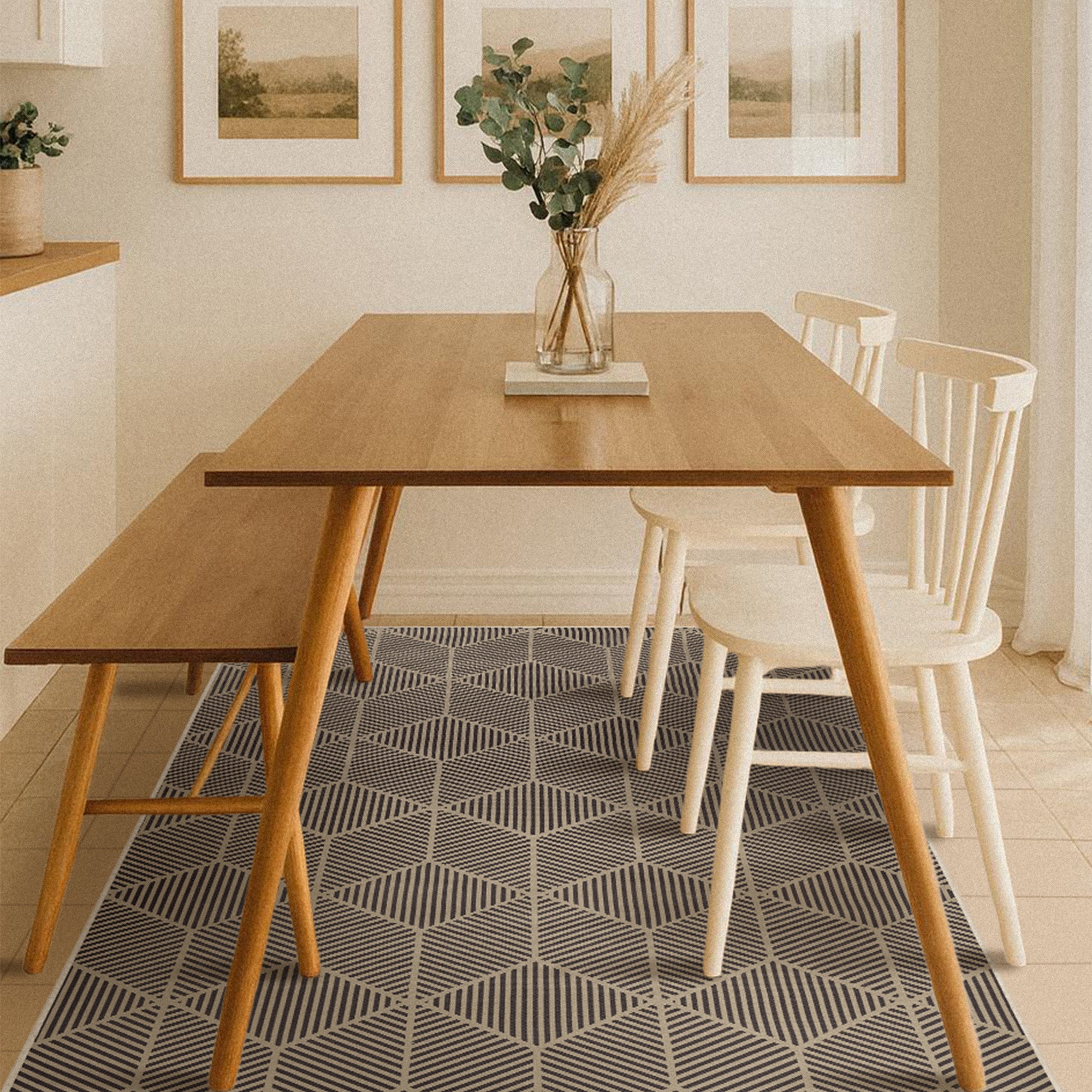 Jute Q-Bert Dining Room Washble Rug In Natural 5'x7'