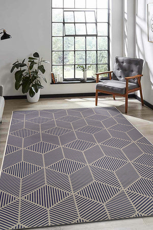 Jute Q-Bert Washable Rug In Navy 5'x7'