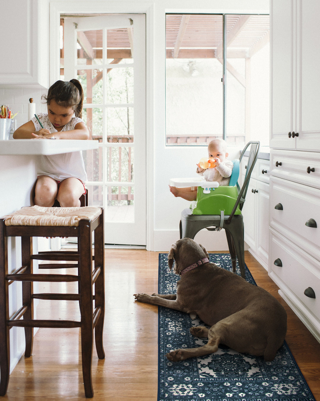 Ramage Blue Kitchen Washable Rug