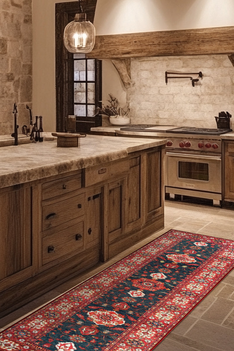 Ramage Indigo Kitchen Washable Rug