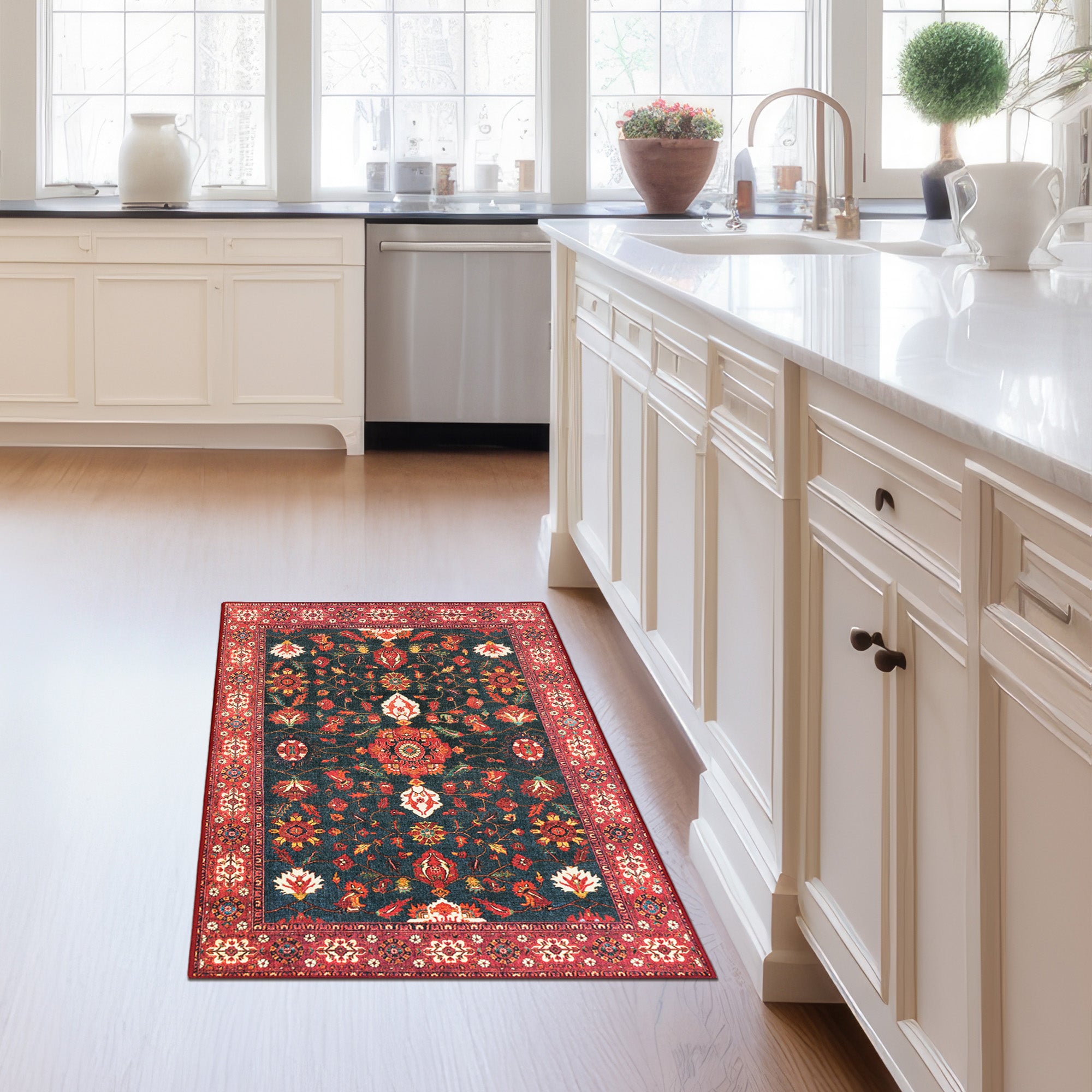 Ramage Indigo Kitchen Washable Rug