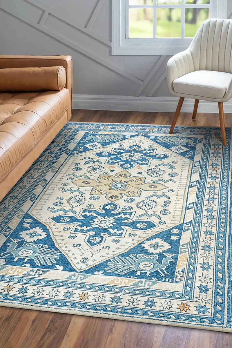 Saraz Blue Washable Rug