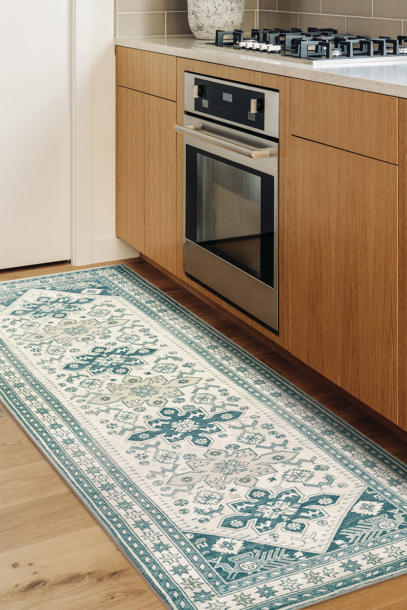 Saraz Teal Washable Rug