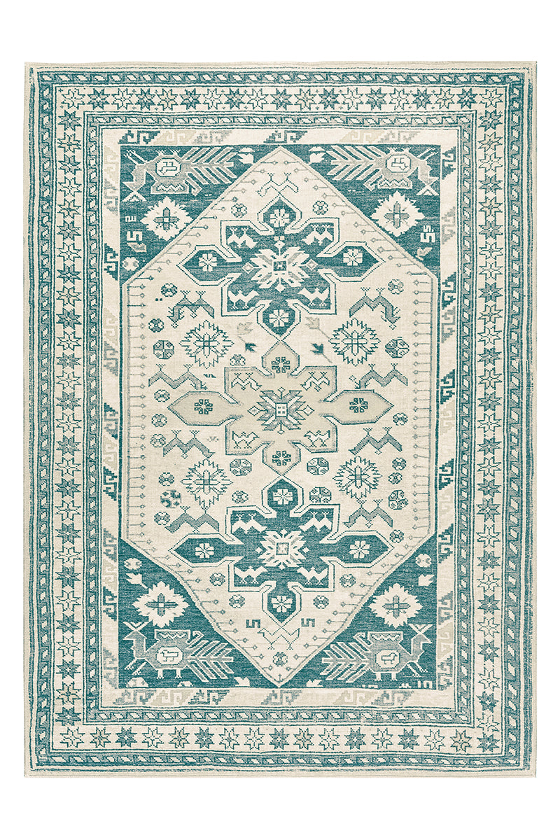 Saraz Teal Washable Rug