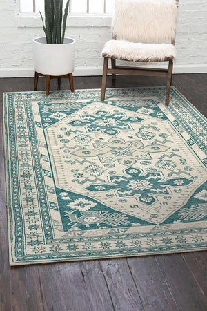 Saraz Teal Washable Rug