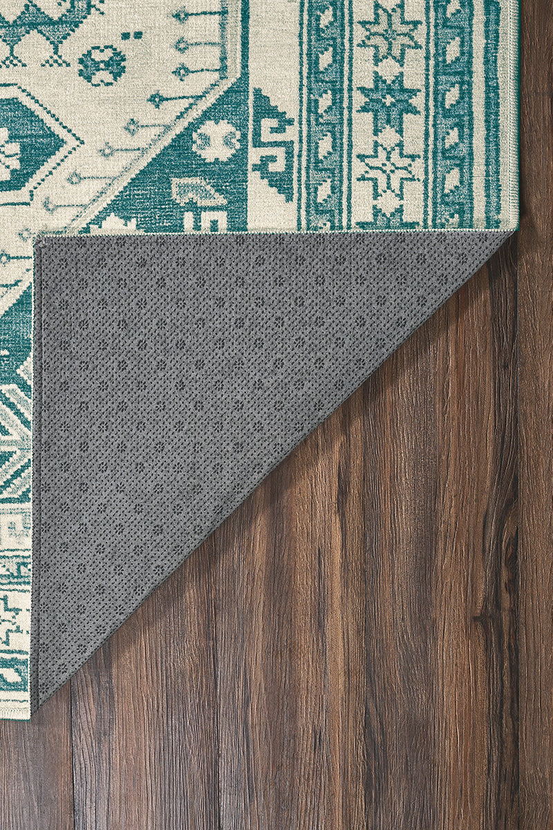 Saraz Teal Washable Rug