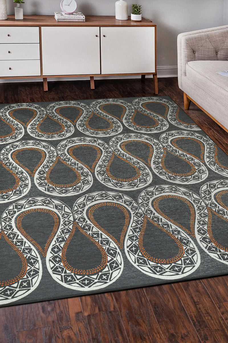 Serpentine Slate Grey Washable Rug