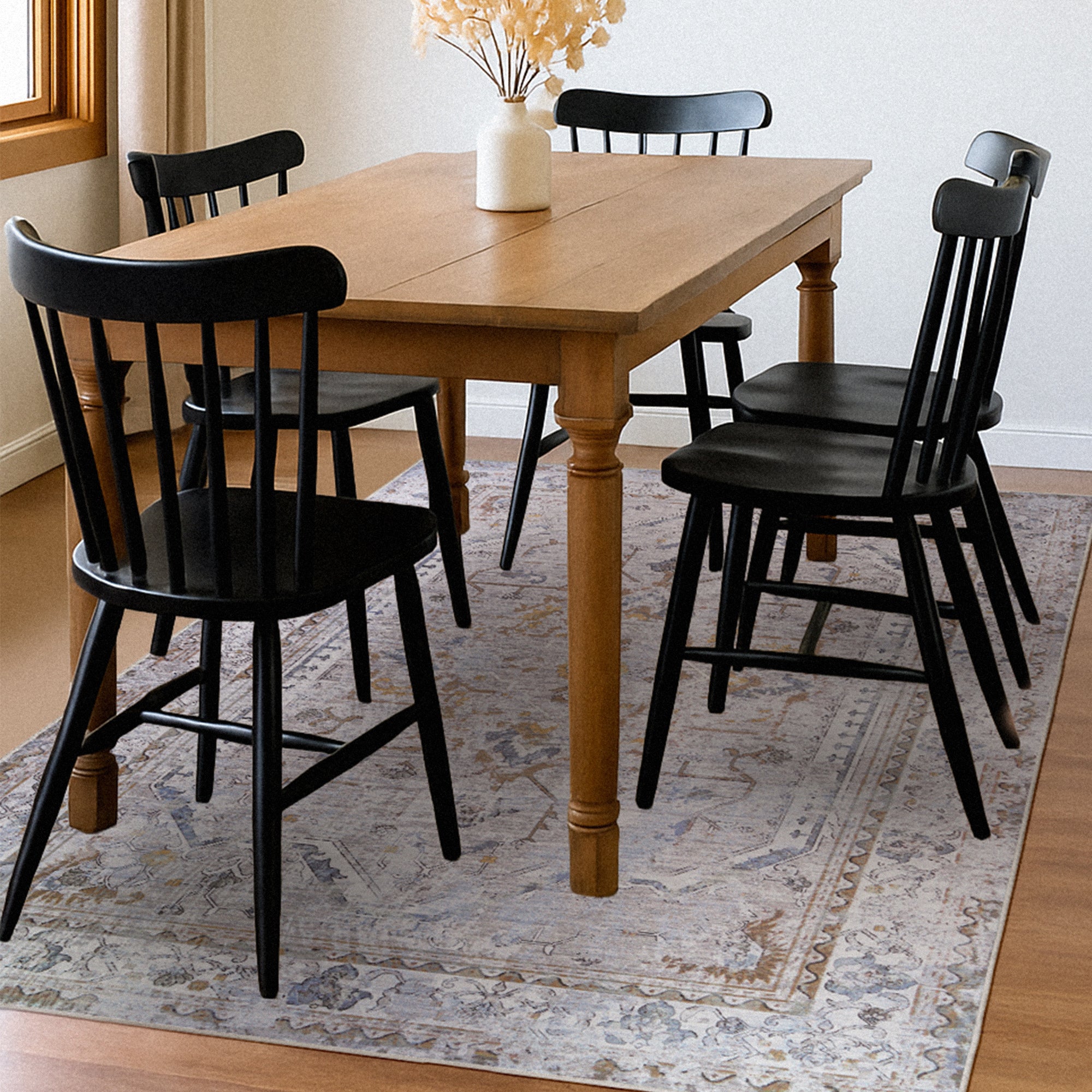Sofia Neutral Dining Room Washble Rug