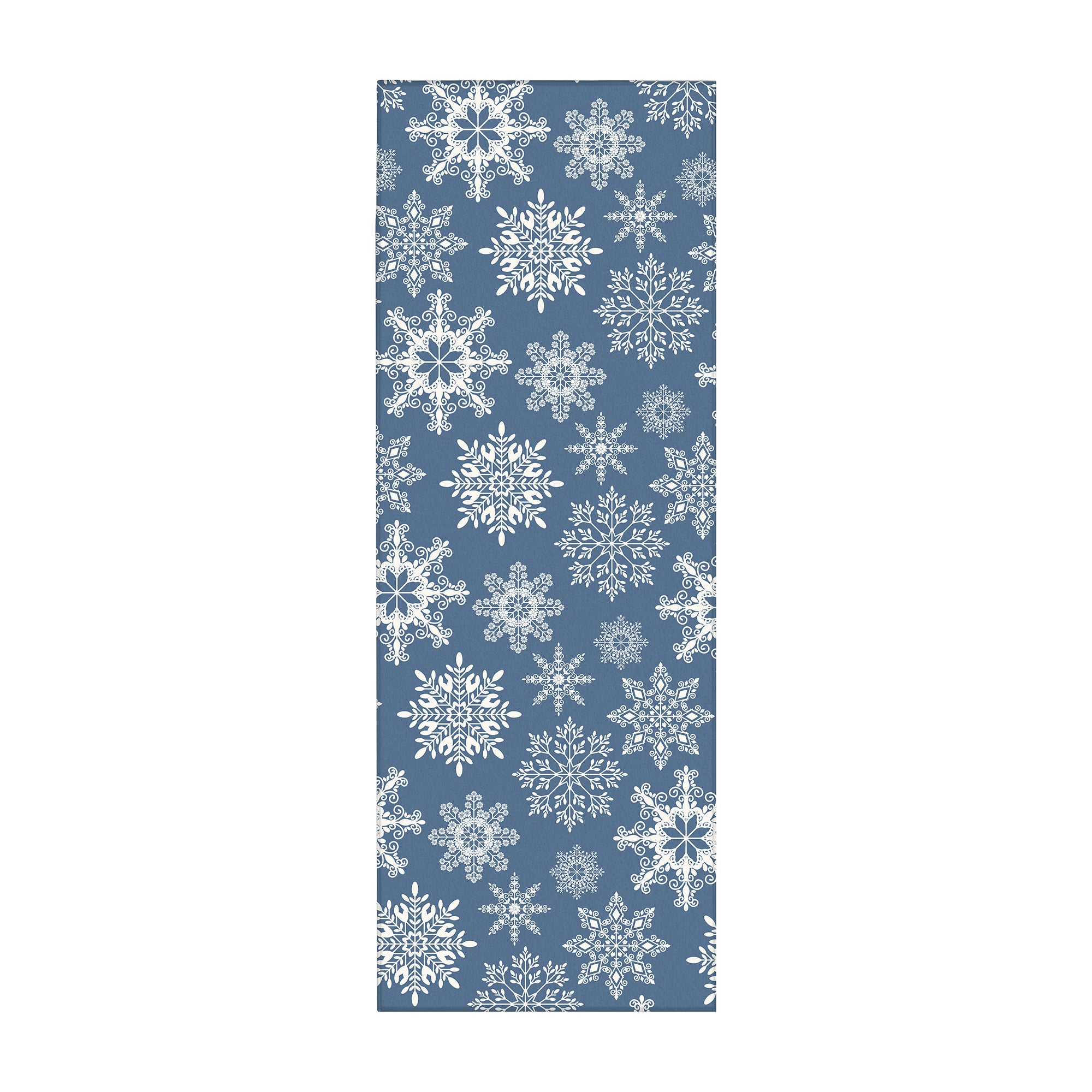 Holiday Winter Christmas Snowflakes Blue Machine Washable Rug