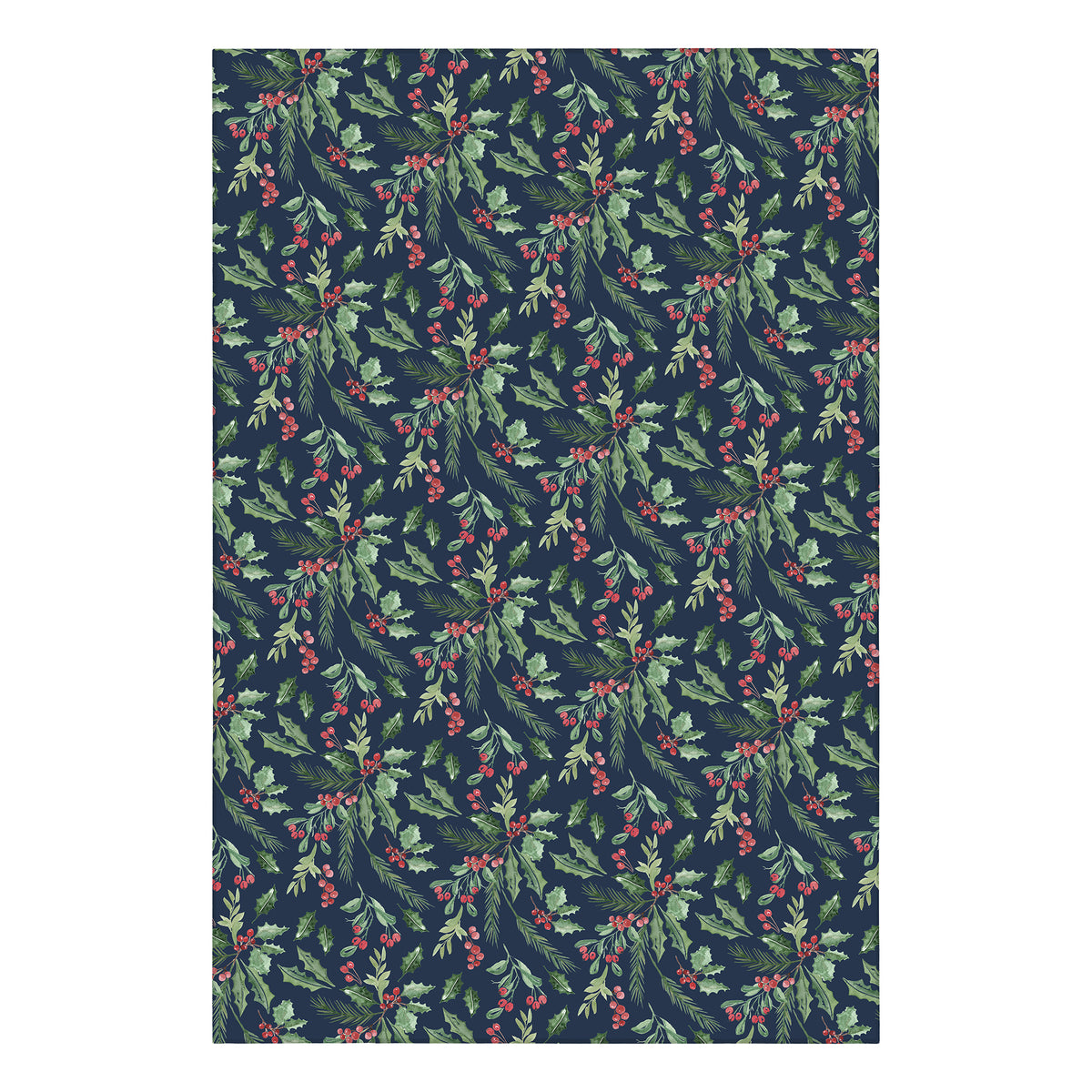 Holiday Winter Christmas Tradition Green Holly & Red Berries Machine Washable Rug