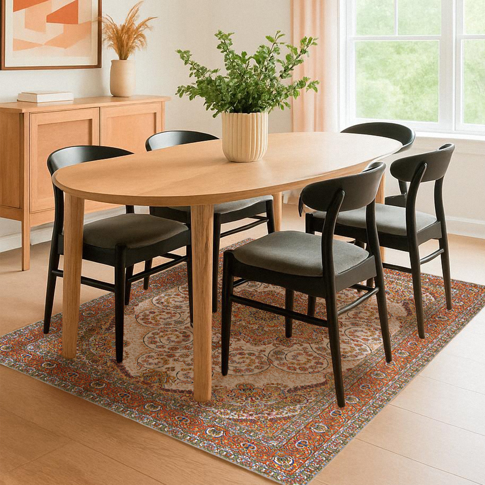 Zahara Amber Dining Room Washble Rug