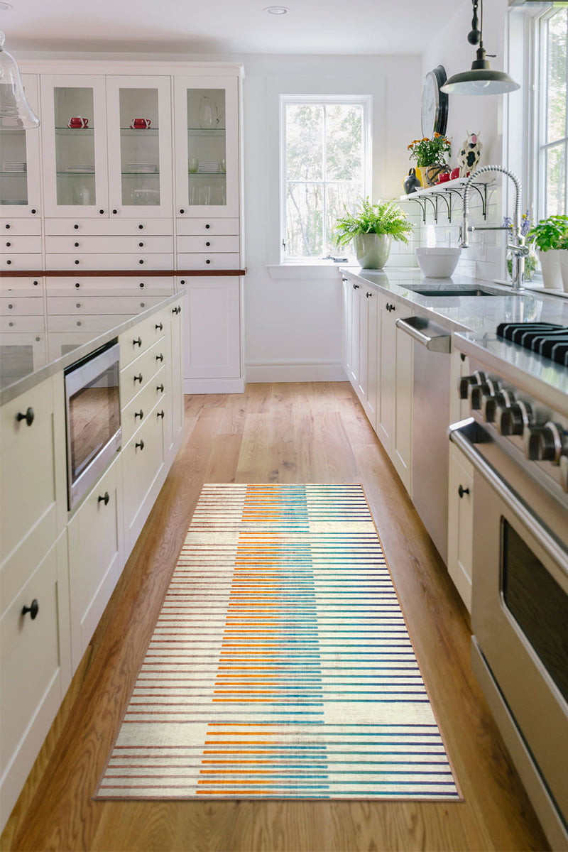 Flux Striped Multicolor Washable Rug