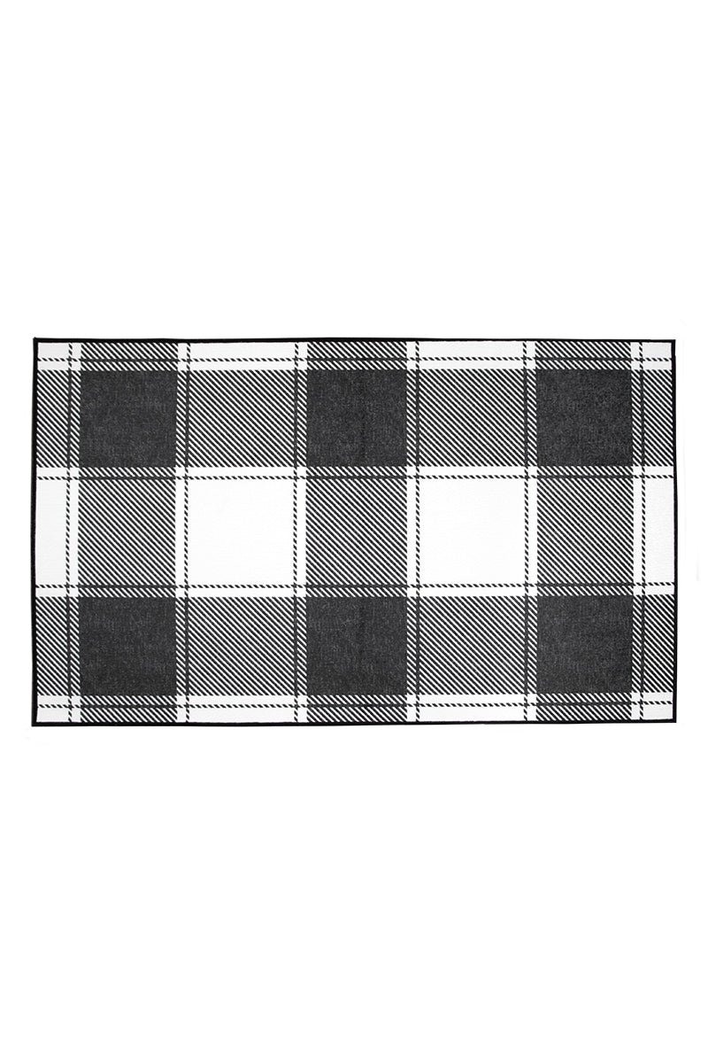 Buffalo Plaid Black and White Washable Rug