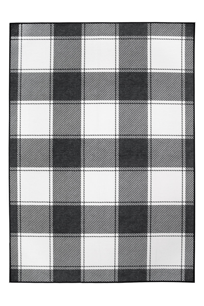 Buffalo Plaid Black and White Washable Rug