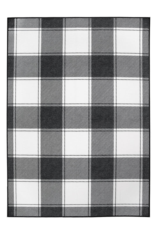 Buffalo Plaid Black And White Washable Rug – My Magic Carpet 