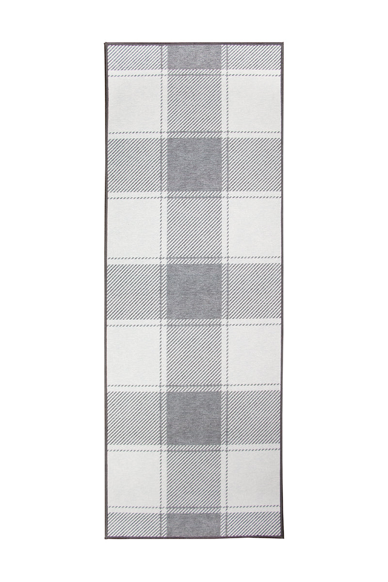 Buffalo Plaid Grey and White Washable Rug