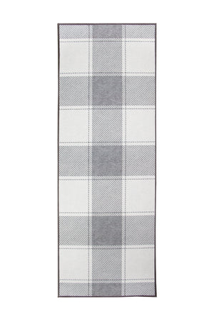 Buffalo Plaid Grey and White Washable Rug