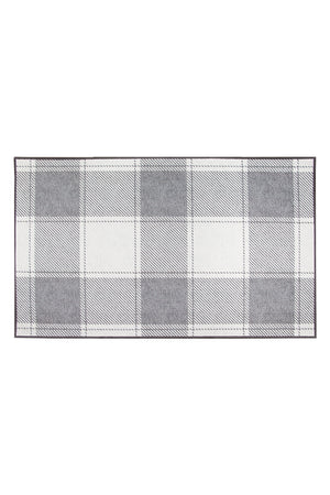 Buffalo Plaid Grey and White Washable Rug