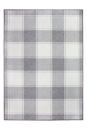 Buffalo Plaid Grey and White Washable Rug