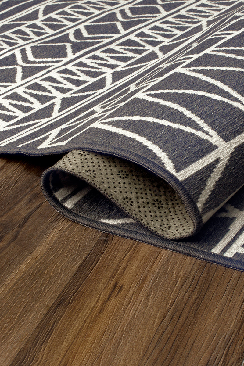 Chelsea Tribal Aztec Dark Grey Washable Rug