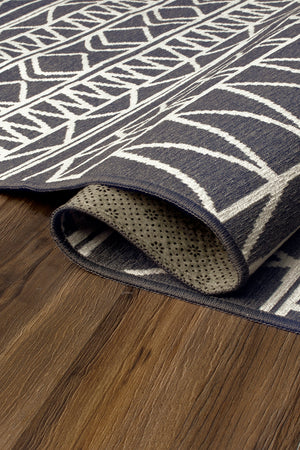 Chelsea Tribal Aztec Dark Grey Washable Rug