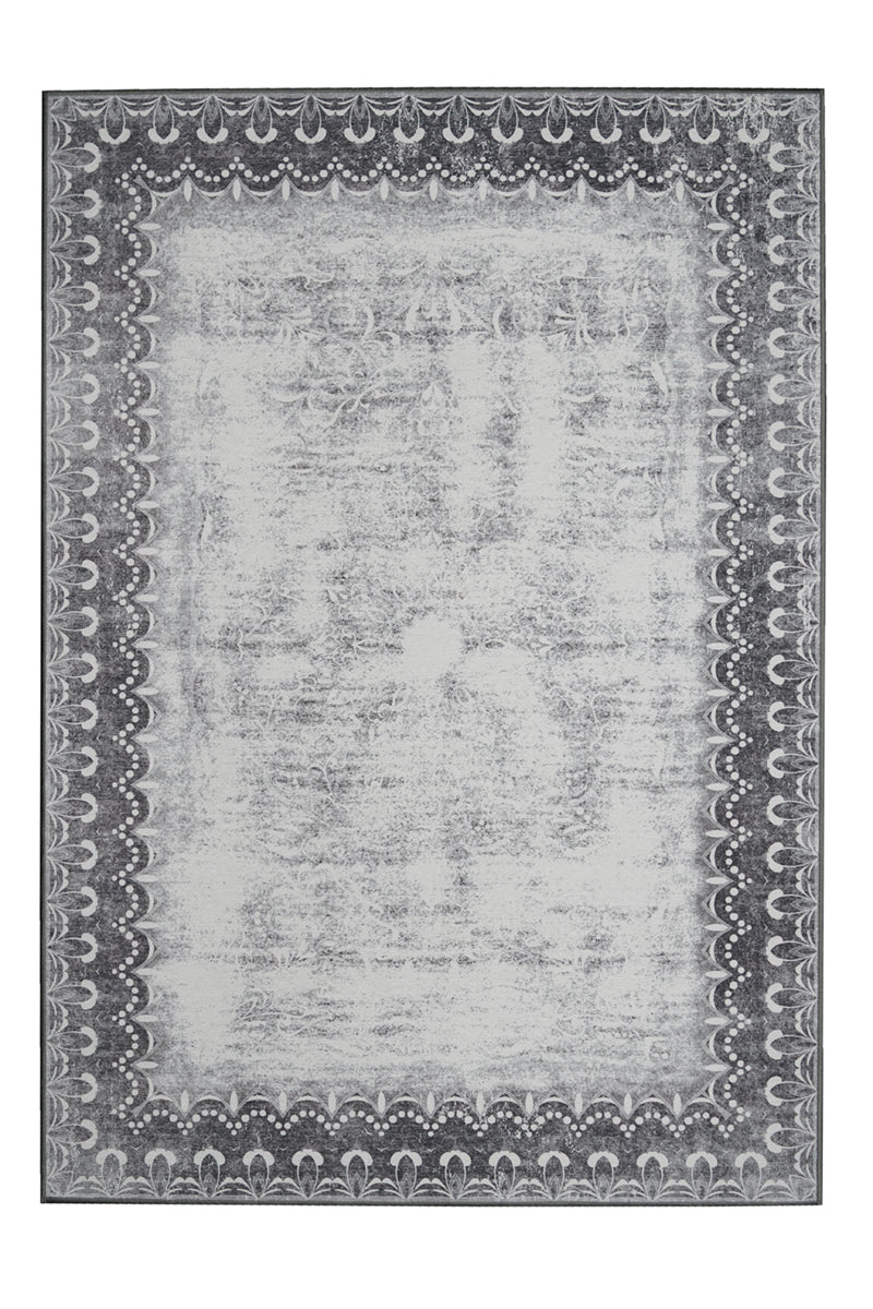 Dardon Bordered Grey Washable Rug