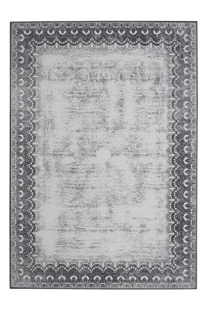 Dardon Bordered Grey Washable Rug