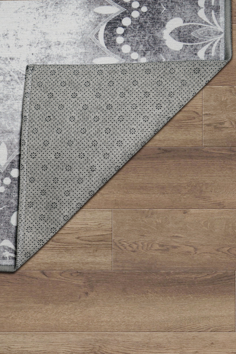 Dardon Bordered Grey Washable Rug