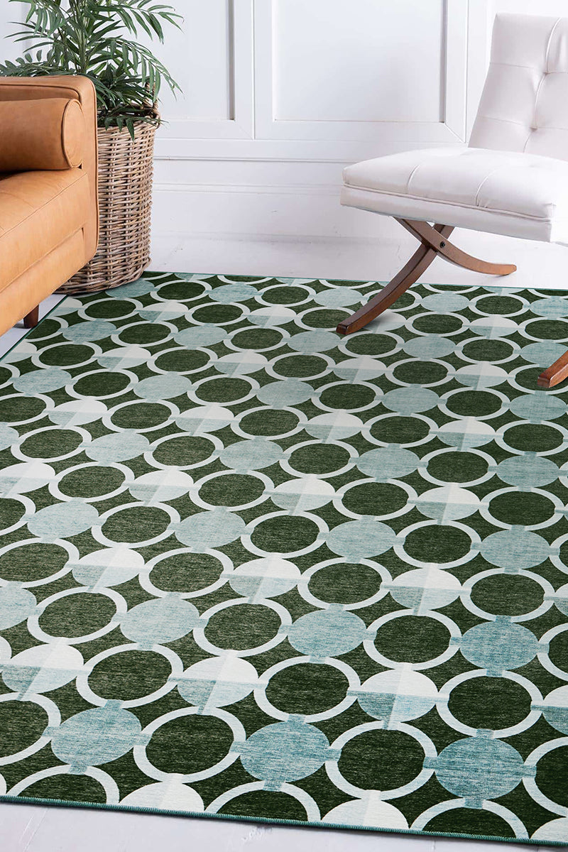 Dula Dark Sage Green Washable Rug