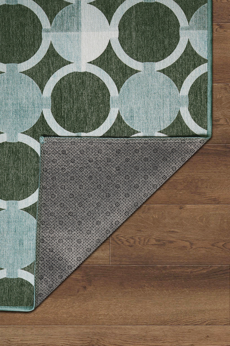 Dula Dark Sage Green Washable Rug