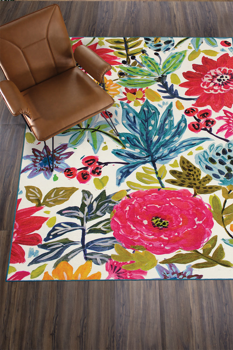 Floral Bloom Multicolor Washable Rug