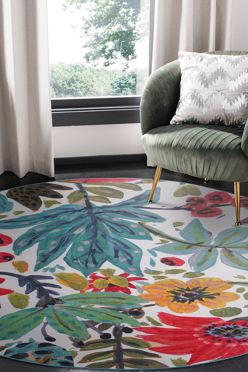 Floral Bloom Multicolor Washable Rug