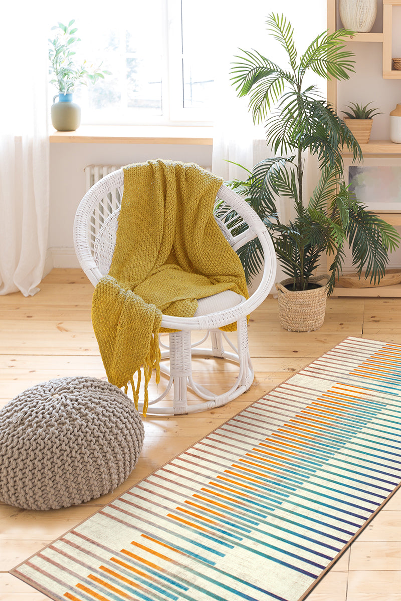 Flux Striped Multicolor Washable Rug