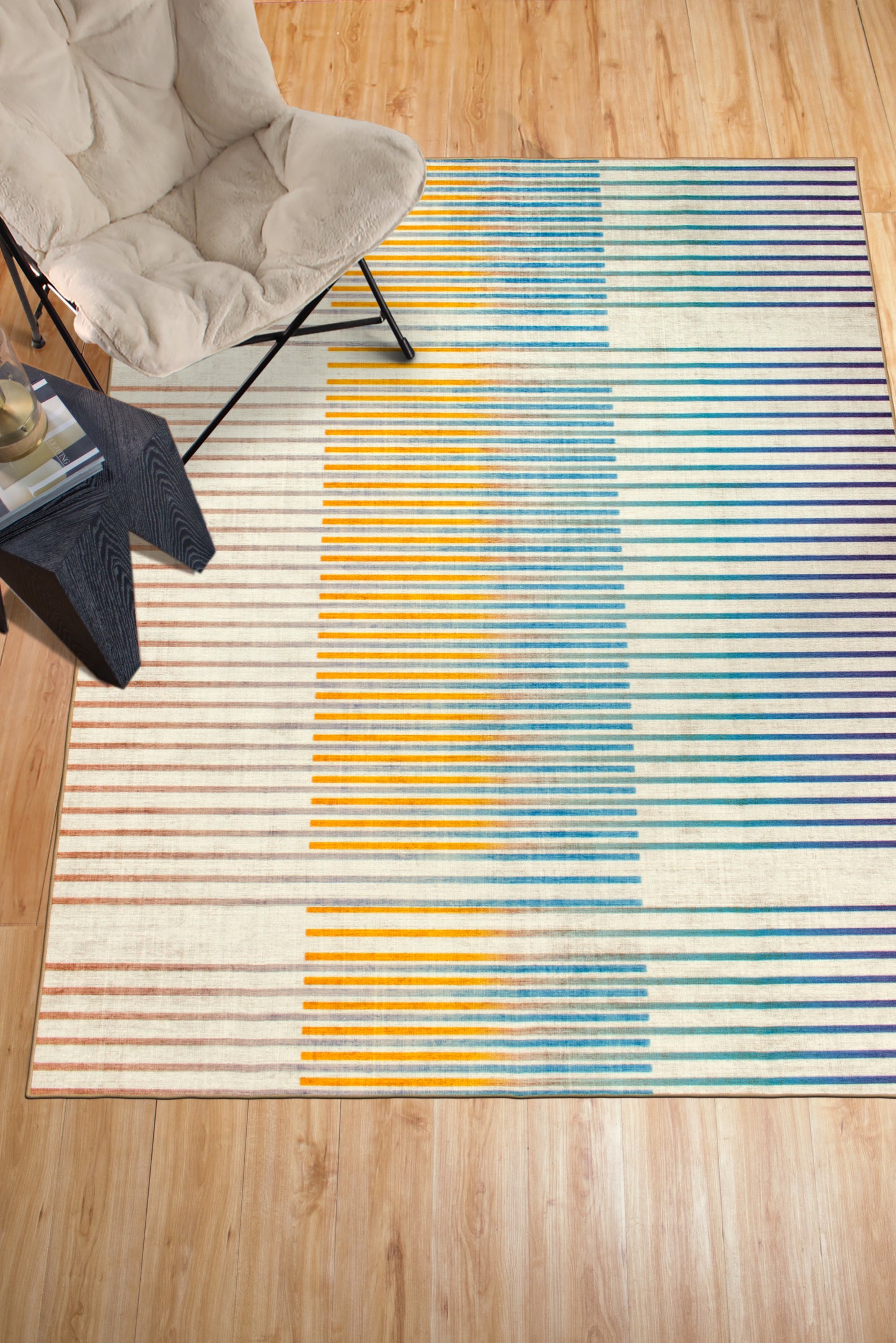 Flux Striped Multicolor Washable Rug