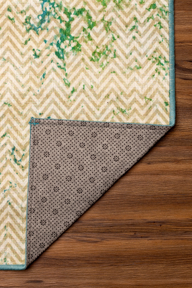 Hazel Chevron Teal Washable Rug