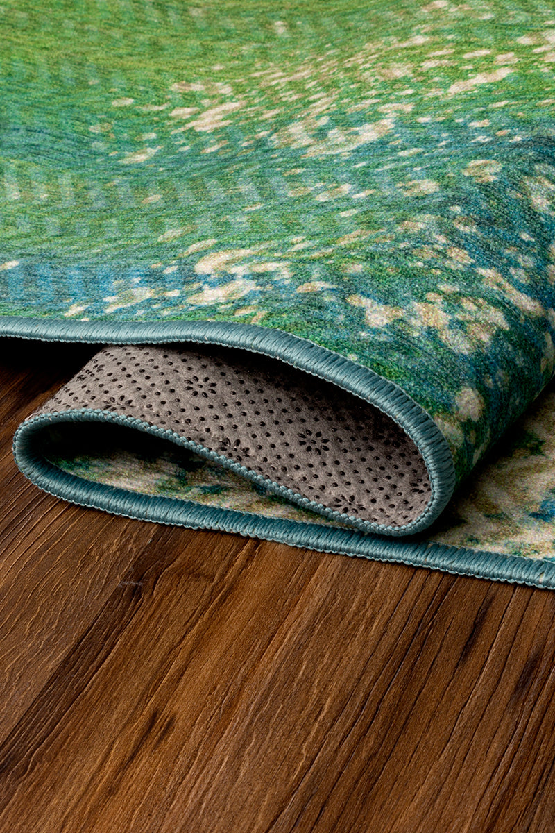 Hazel Chevron Teal Washable Rug