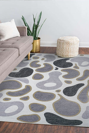 Kyoa Grey Olive Washable Rug