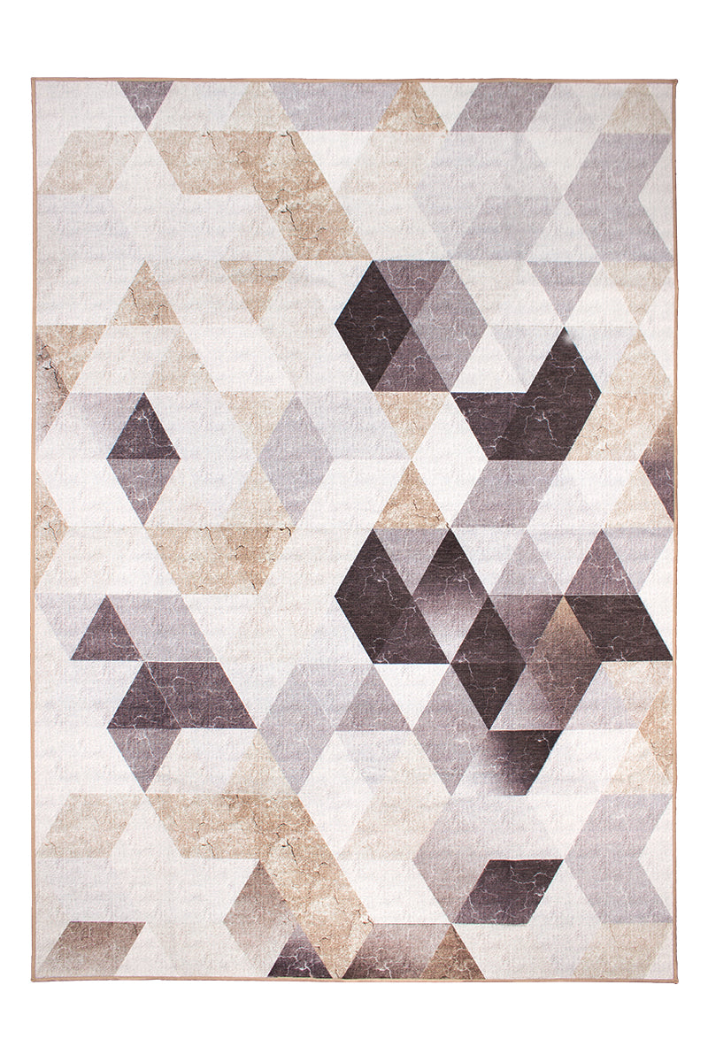 Lattice Geometric Neutral Washable Rug