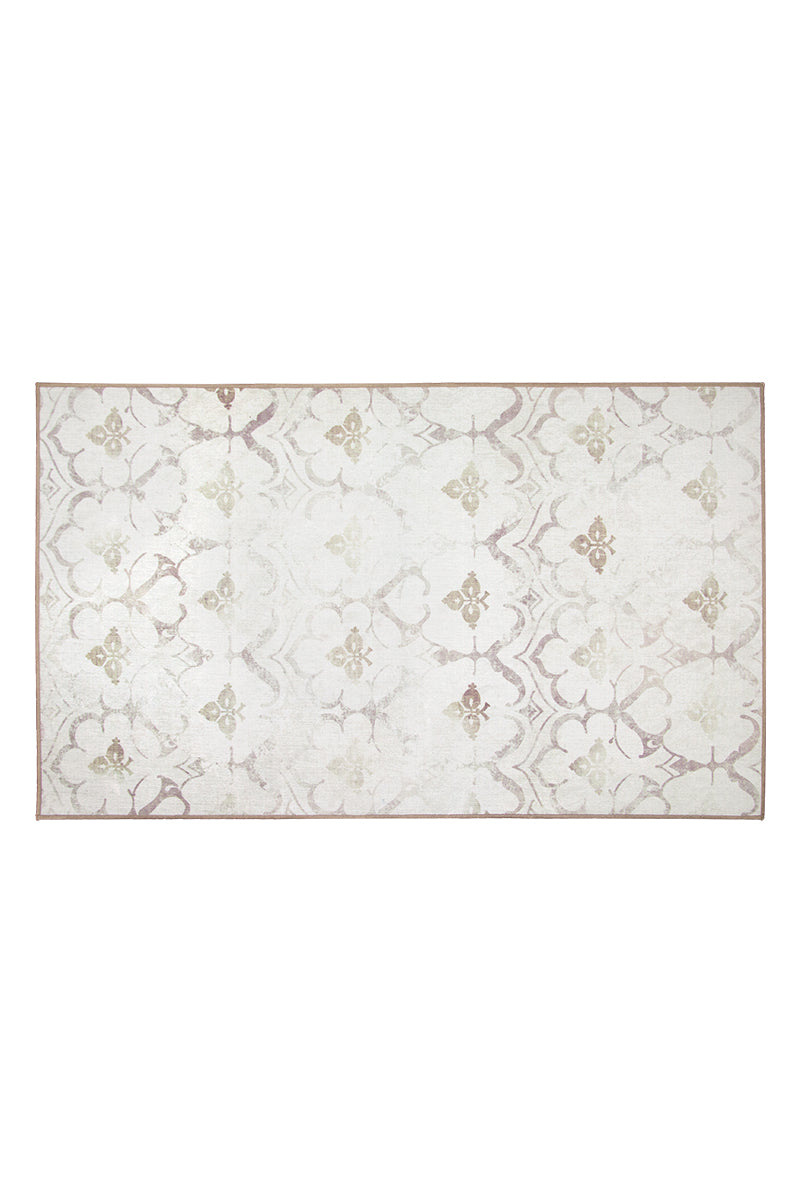 Leilani Damask Ivory Washable Rug