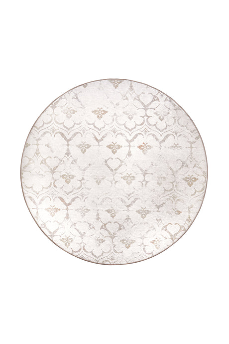 Leilani Damask Ivory Washable Rug